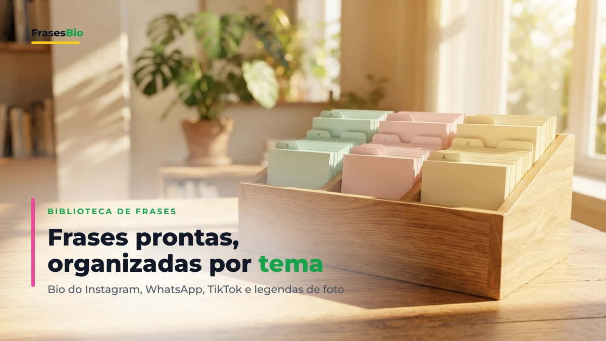 Biblioteca de frases prontas em português para bio e legendas, organizadas por tema