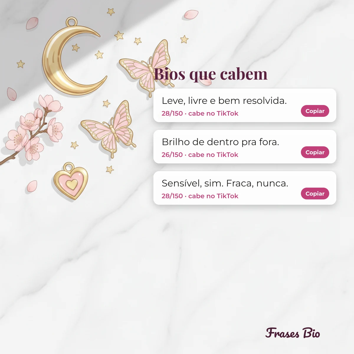 Exemplos de bio feminina curta com contador de caracteres