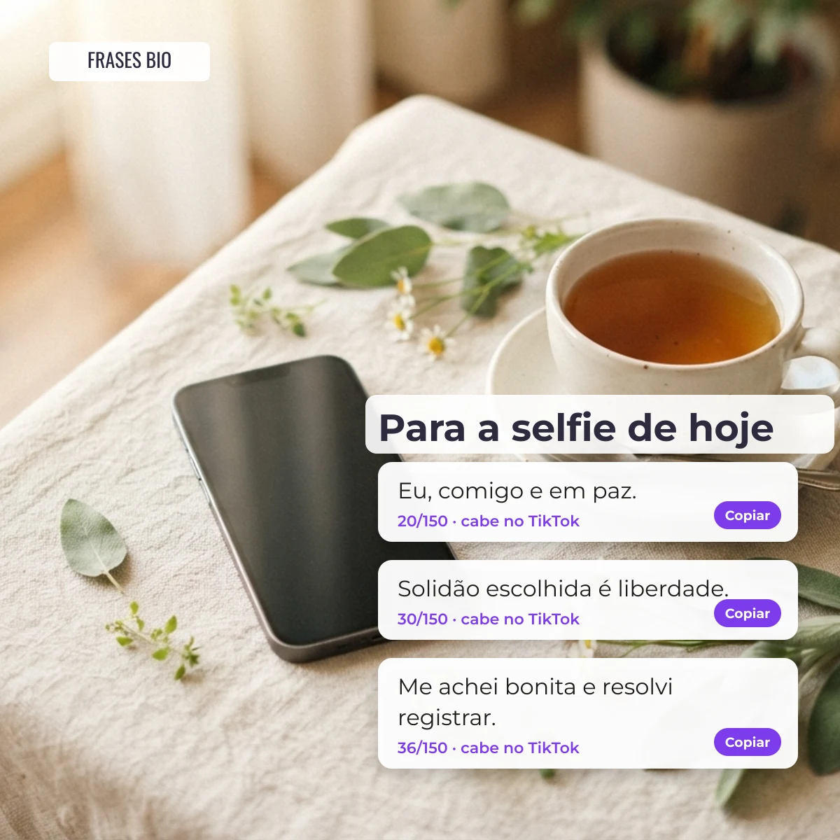 Frases curtas para foto sozinha prontas para copiar