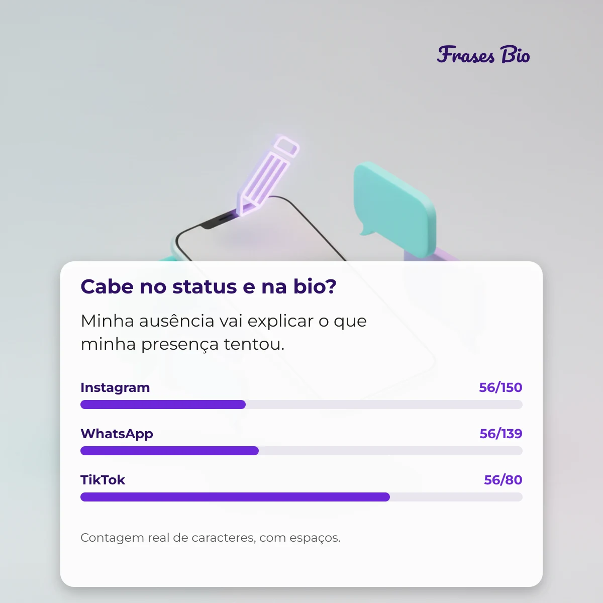 Indireta e o limite de caracteres do status e da bio